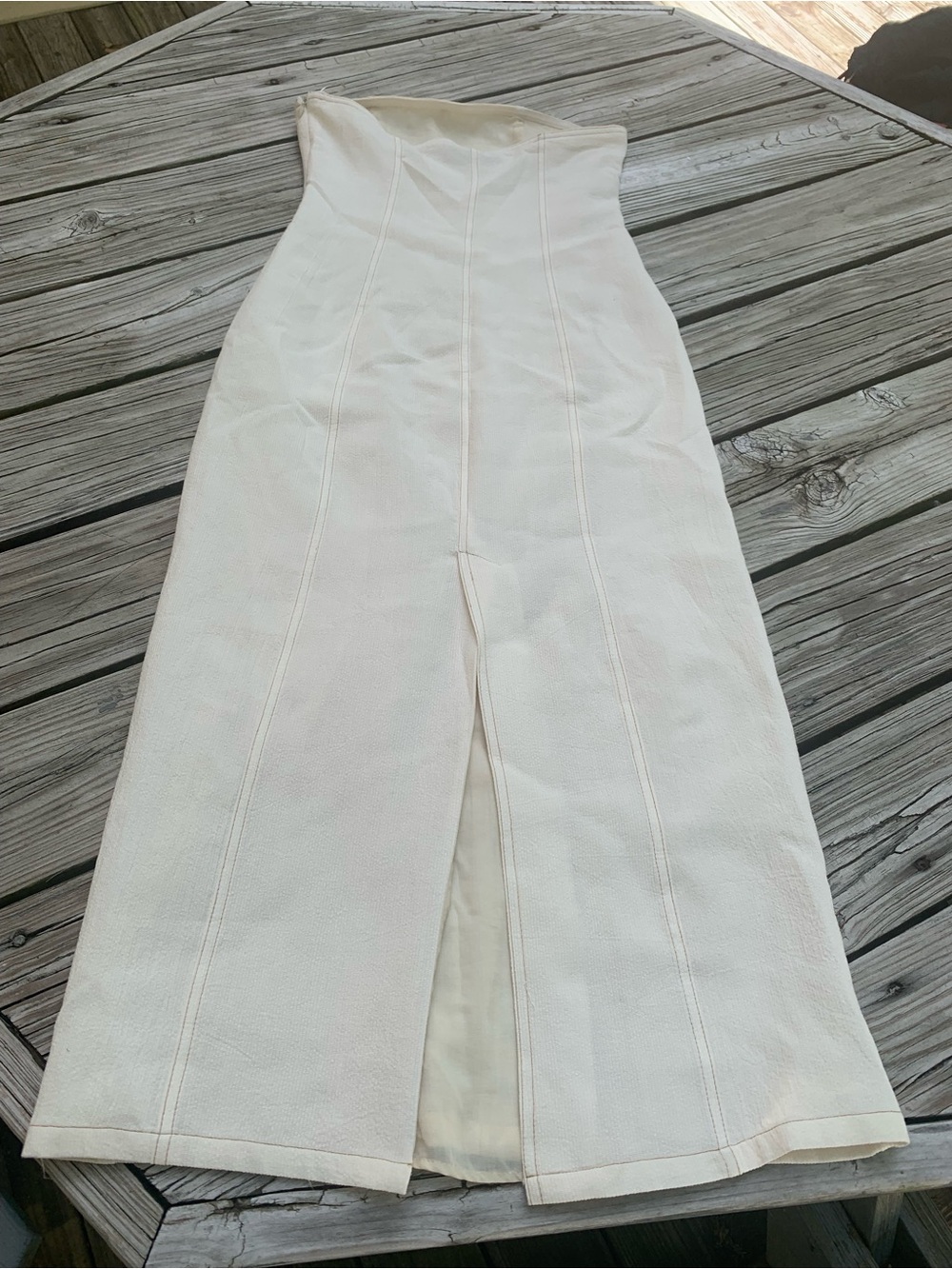 NWOT Zara Textured Strapless Cream Midi Dress Size M minimalist monochrome - Picture 4 of 7